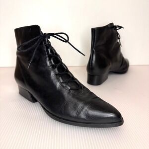 Vintage Marc Alpert Leather Lace Up Ankle Boots Size 8 Witchy Goth Whimsigoth